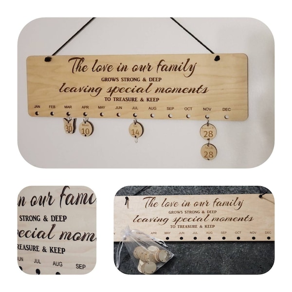 Birthday Calendar Wall Hanging Etsy