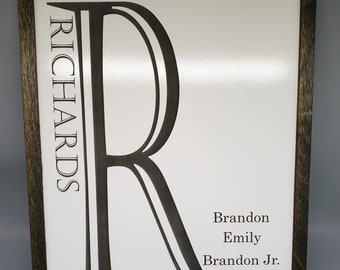 Placa de parede familiar personalizada emoldurada