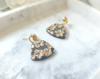 Golden Blooms Polymer Clay Earrings