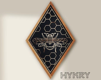 CARVED Wall hanging Bee Diamond