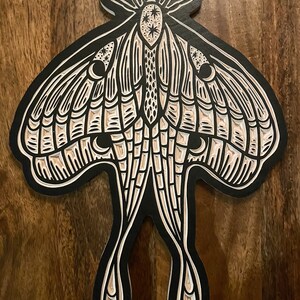 CARVED Woodcut Luna Moth wall hanging. image 2