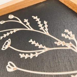 CARVED Wall hanging. Flowers with Wood Frame Diamond image 6