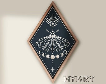 CARVED Wall hanging Moon Phase Moth