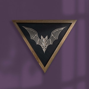 CARVED Wall hanging Spooky Bat Triangle