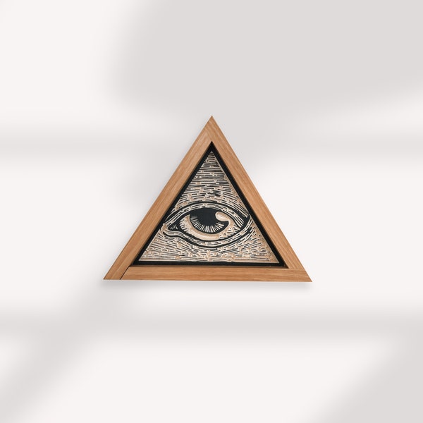 CARVED Wall hanging - All Seeing Eye Triangle