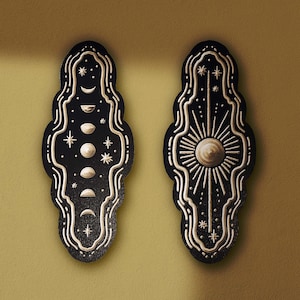 Miniature Woodcuts. Sun/Moon Phases