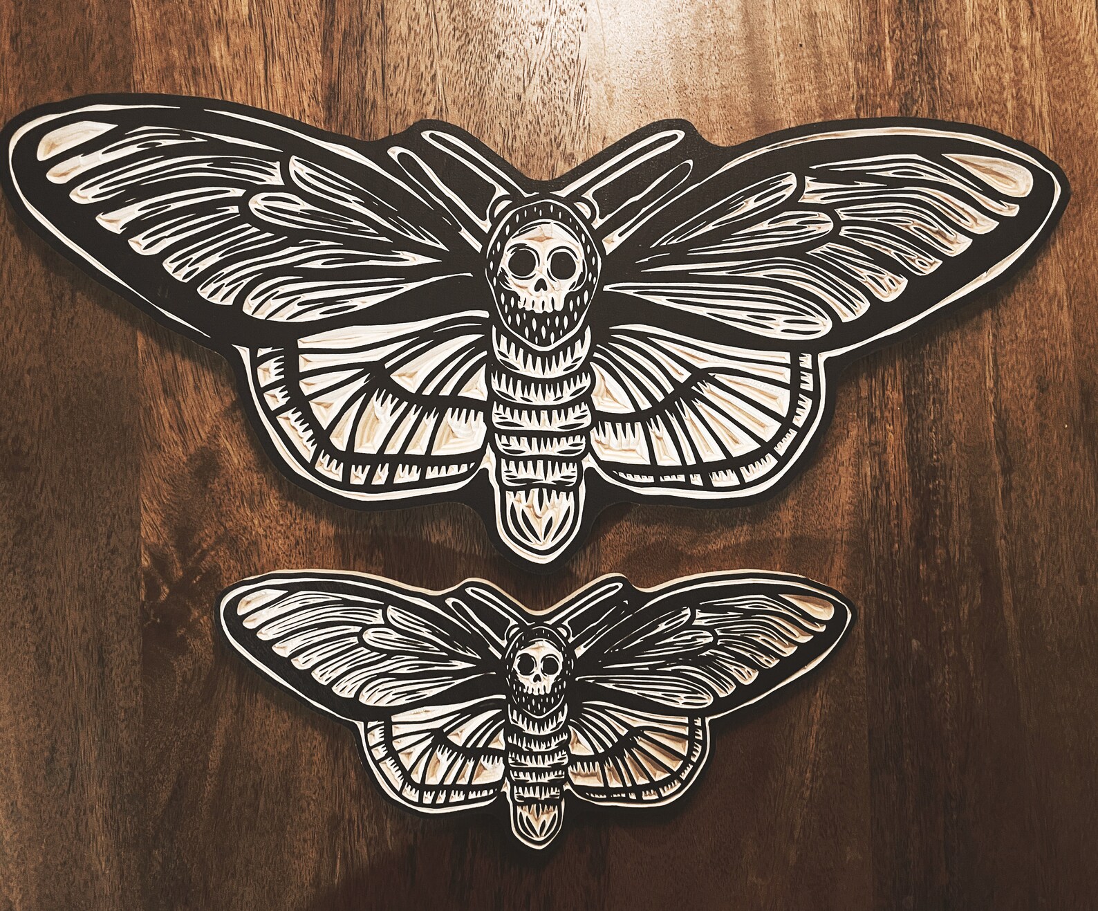 CARVED Woodcut Death Head Moth Wall Hanging. - Etsy