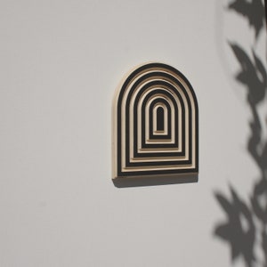 Carved Wood Arch Wall Decor: Black Baltic Birch