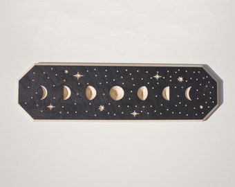 木版画。月の満ち欠け。背の高い八角形