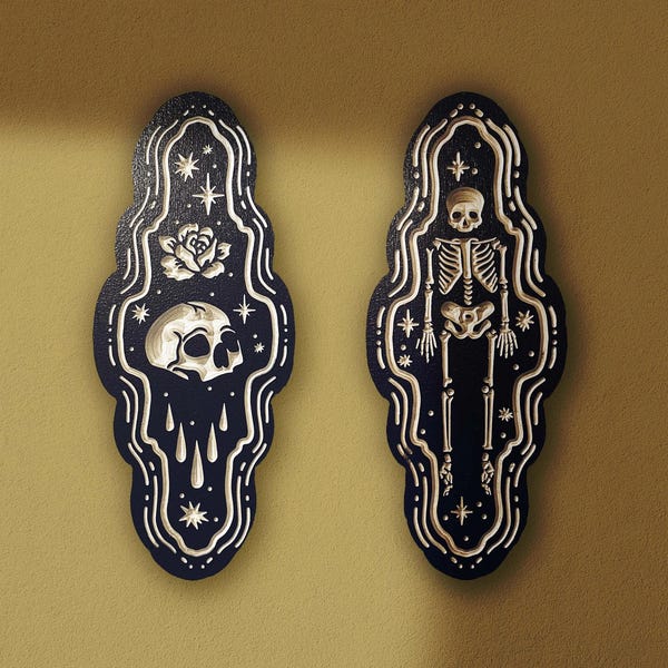 Miniature Woodcuts. Skull/Skeleton