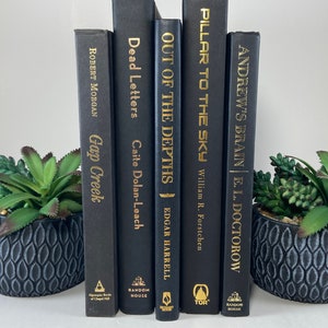 Large Vintage Black Books With Colorful Lettering for Decor
