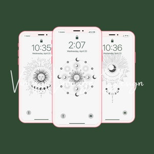 Celestial Phone Wallpaper Set: Starry Sky & Moon Phases (Digital Download)