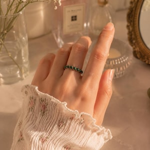 Braided Malachite Ring: Gold or Silver Wire, Dainty Boho Jewelry