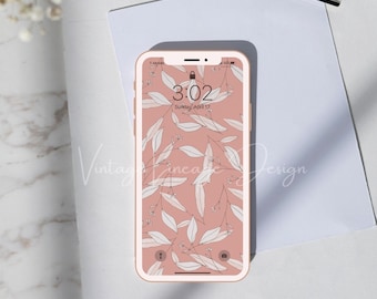 Floral iPhone Wallpaper: Bohemian Minimalist Art (Digital Download)