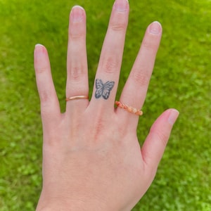Braided Sandstone Wire Ring, 3mm Gemstone Stacking Ring, Gold or Silver Handmade Minimalist Jewelry, Dainty Boho Gift for Her