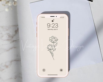 Minimalist Floral Phone Wallpaper: Boho iPhone Background (Digital Download)