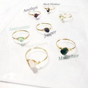 Handmade Wire Wrapped Gemstone Ring: Gold or Silver Crystal Ring