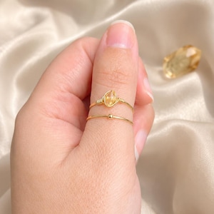 Citrine Ring, Happiness & Abundance Jewelry, Minimalist Gemstone Ring, Handmade Wire Wrapped Ring, November Birthstone Gift