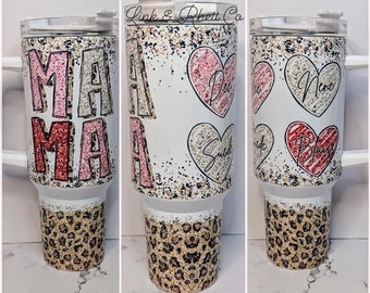 Mama 40oz Tumbler, Travel Cup, Tumbler With Handle, Personalized Tumbler, Custom Tumbler, Gift For Mom, Mother’s Day Gift
