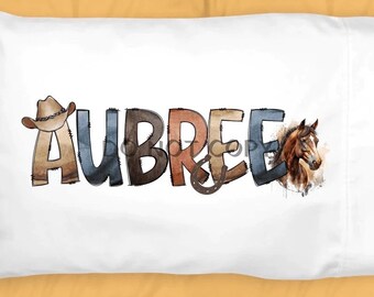 Horse Pillowcase, Personalized Kids Pillowcase, Personalized Name, Gift For Kids, Kids Gift, Custom Pillowcase, Easter Basket
