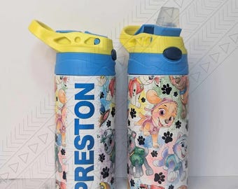 Dog Personalized Kids Bottle, Paw Water Bottle, Birthday Gift, Custom Drinkware, Kids Water Bottle, Gift Idea, Easter Basket