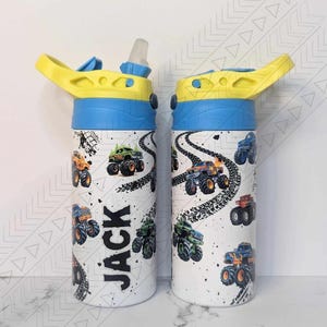 Monster Truck Personalized Kids Bottle, Birthday Gift, Custom Drinkware, Kids Water Bottle, Easter Basket Gift, Valentine’s Gift