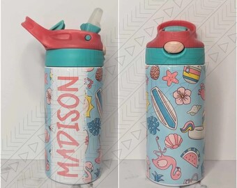Summer Fun Personalized Kids Bottle, Birthday Gift, Custom Drinkware, Kids Water Bottle, Camping, Insulated Water Bottle