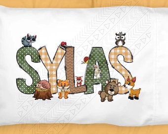 Woodland Animals Personalized Pillowcase, Kids Pillowcase, Personalized Name, Gift For Kids, Birthday, Custom Pillowcase, Christmas Gift