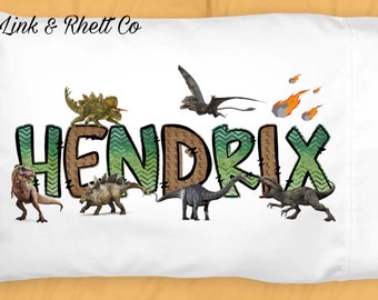 Personalized Dinosaur Pillowcase, Personalized Kids Pillowcase, Personalized Name, Gift For Kids, Kids Gift, Custom Pillowcase, Easter