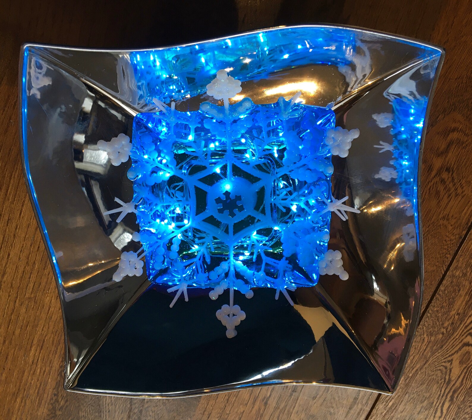 Large Silvery Plastic Candy Dish lighted with LEDs. Etsy