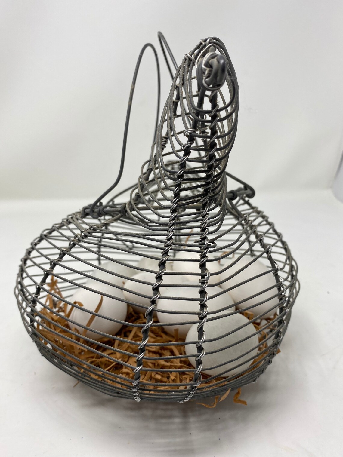 Vintage French Wire Egg Collecting Basket Chicken Wire Egg Etsy