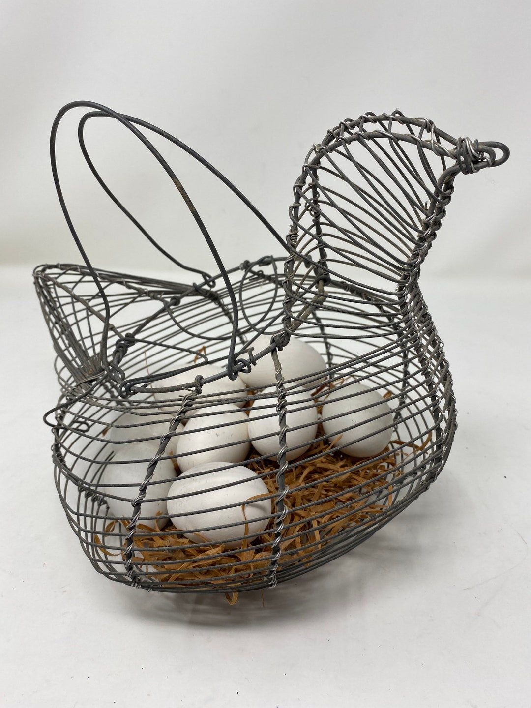 Vintage French Wire Egg Collecting Basket Chicken Wire Egg Etsy