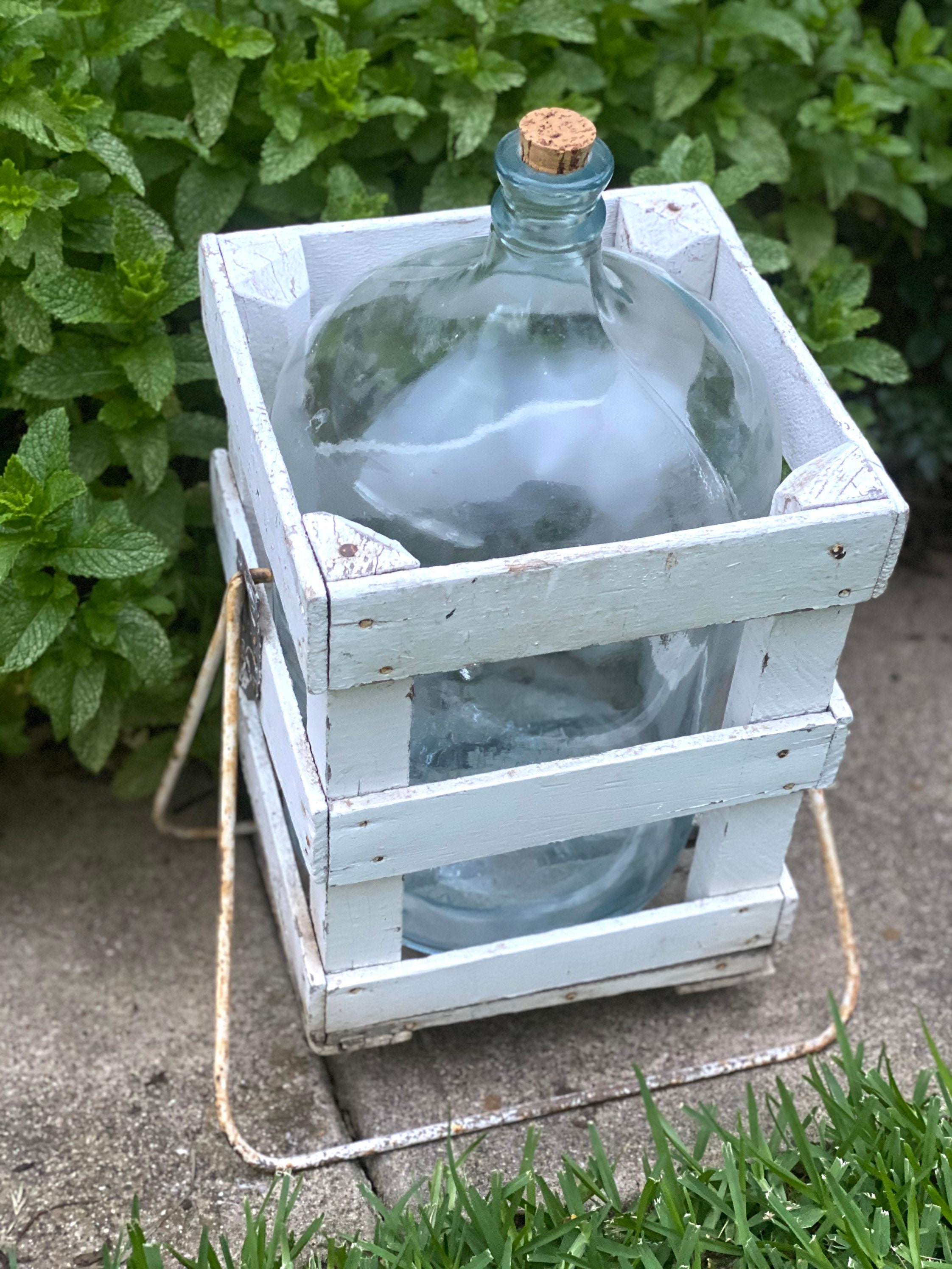 Demijohn or Carboy Glass Bottle in Original Crate