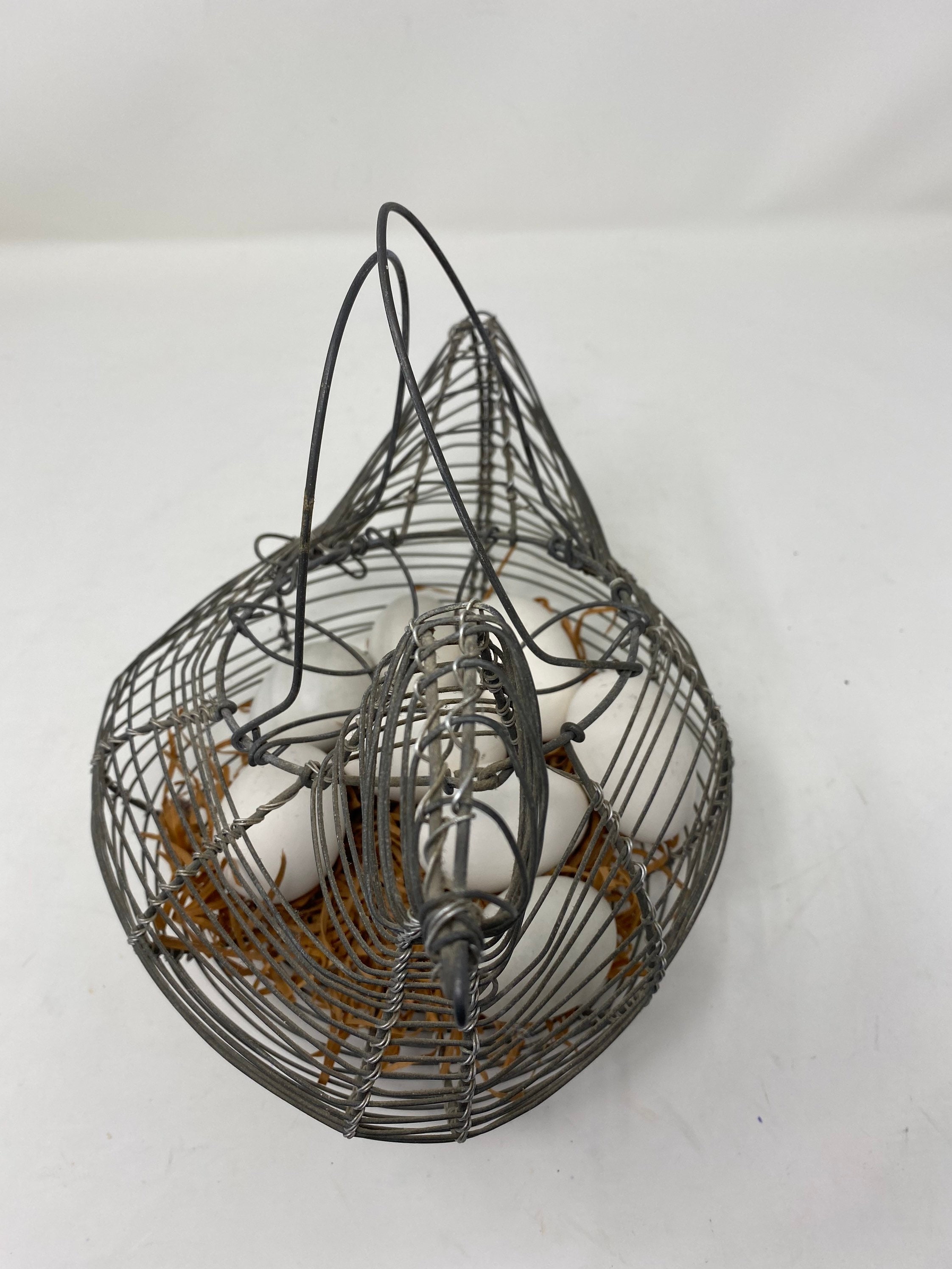 Vintage French Wire Egg Collecting Basket Chicken Wire Egg Etsy New