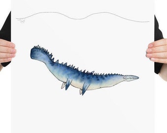 Original Mosasaur Illustration, Giclee Print