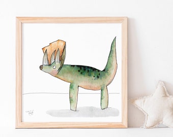 Triceratops, Dinosaur Art Print