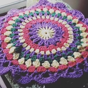 Crochet Cotton Mandala Doily: Colorful Table or Plant Decor