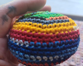 Hackey Sack Bean Bag Ball. Handmade Bean Bag Ball. Striped Crochet Hackey Sack. Crochet Hackey. 100% Cotton.
