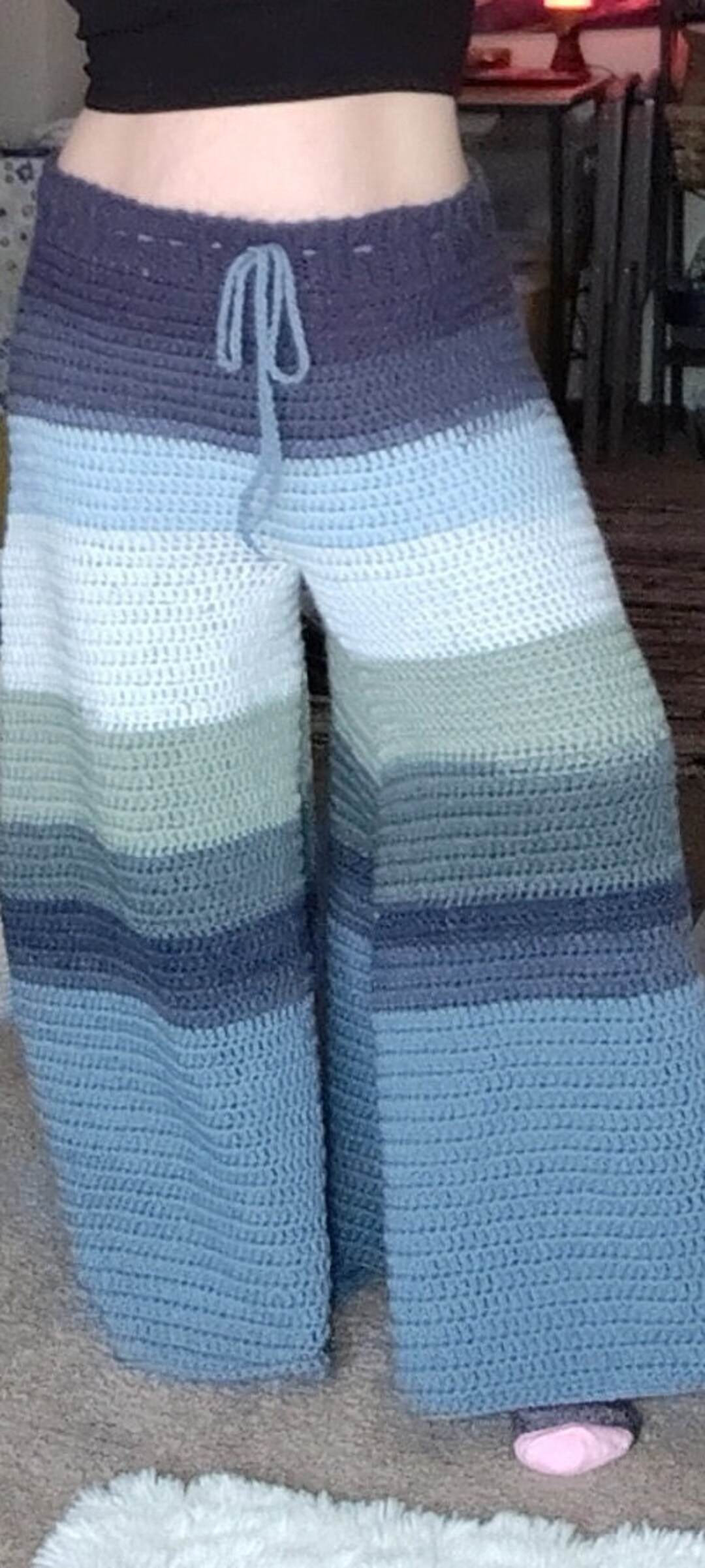 Crochet Palazzo Trousers With Drawstring