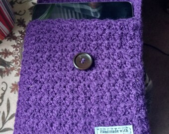 Purple IPAD/Tablet Crochet Case. Crochet tablet cover.