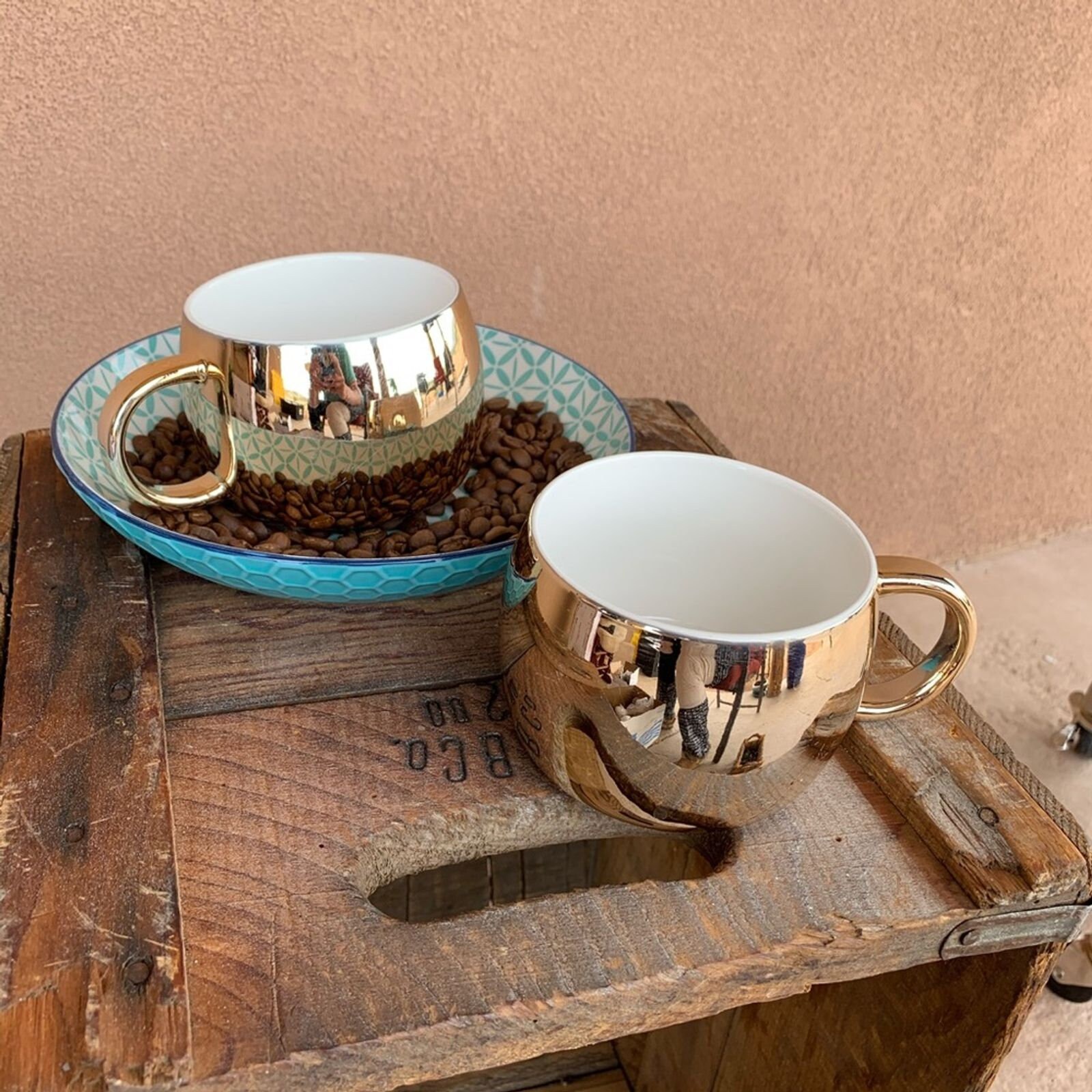 Starbucks 2013 Gold Coffee 3 Mugs Etsy