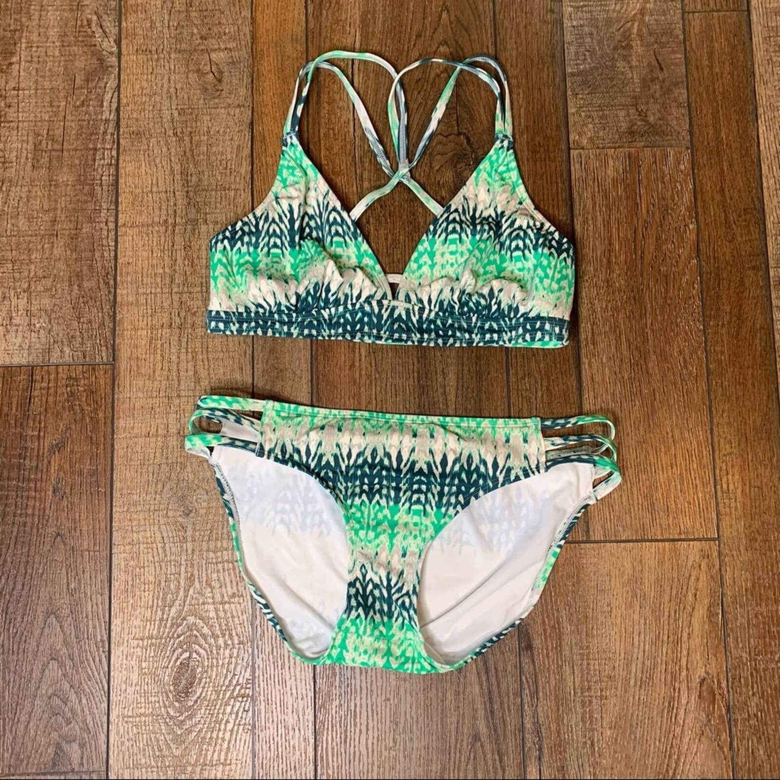 Athleta Green Print Bikini Etsy