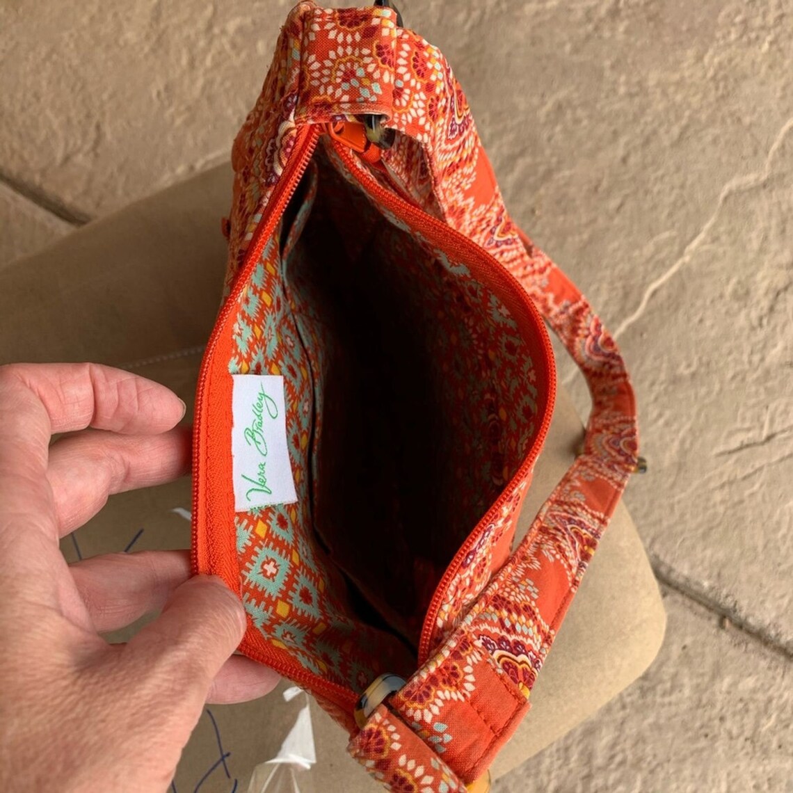 Vera Bradley Orange Pattern Crossbody Purse Etsy