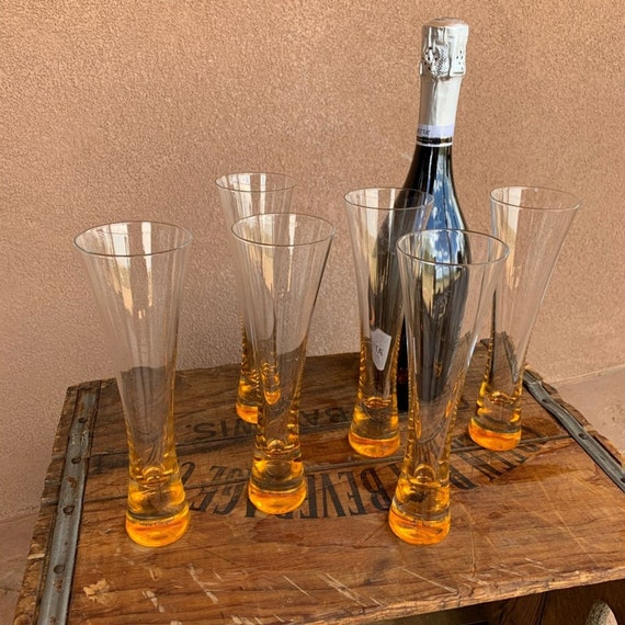 Veuve Clicquot Champagne Flutes Set Of Six Etsy
