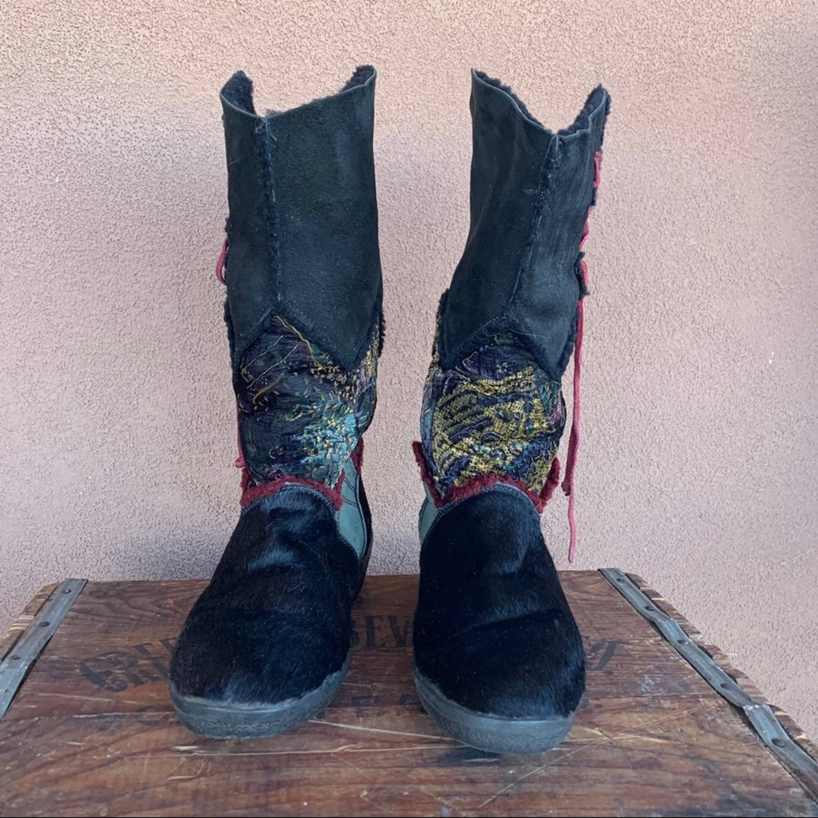 Tecnica Patchwork Cow Hair Boots Etsy