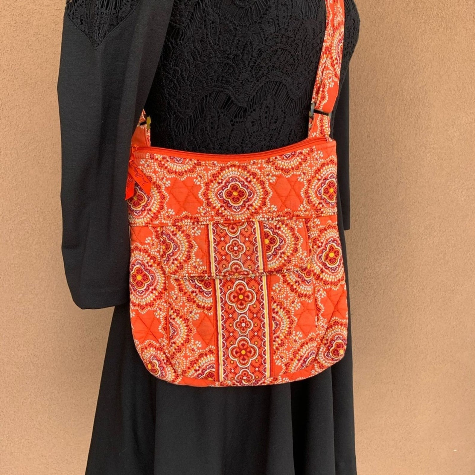 Vera Bradley Orange Pattern Crossbody Purse Etsy