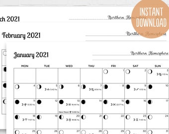 Calendário Lunar Astrológico 2026, Fases da Lua (Download Digital)