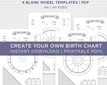 Blank Astrology Birth Chart Wheel. Printable Worksheet. Book of Shadows Grimoire Pages. Witchy Natal Chart Digital Download. PDF A4 A5