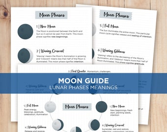 Folhas de dicas sobre o significado das fases da lua: Ciclo lunar Wiccan (download digital)