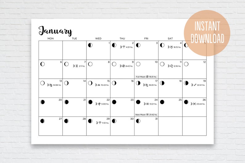 2021 Calendar With Moon Phases Printable Free Letter Templates